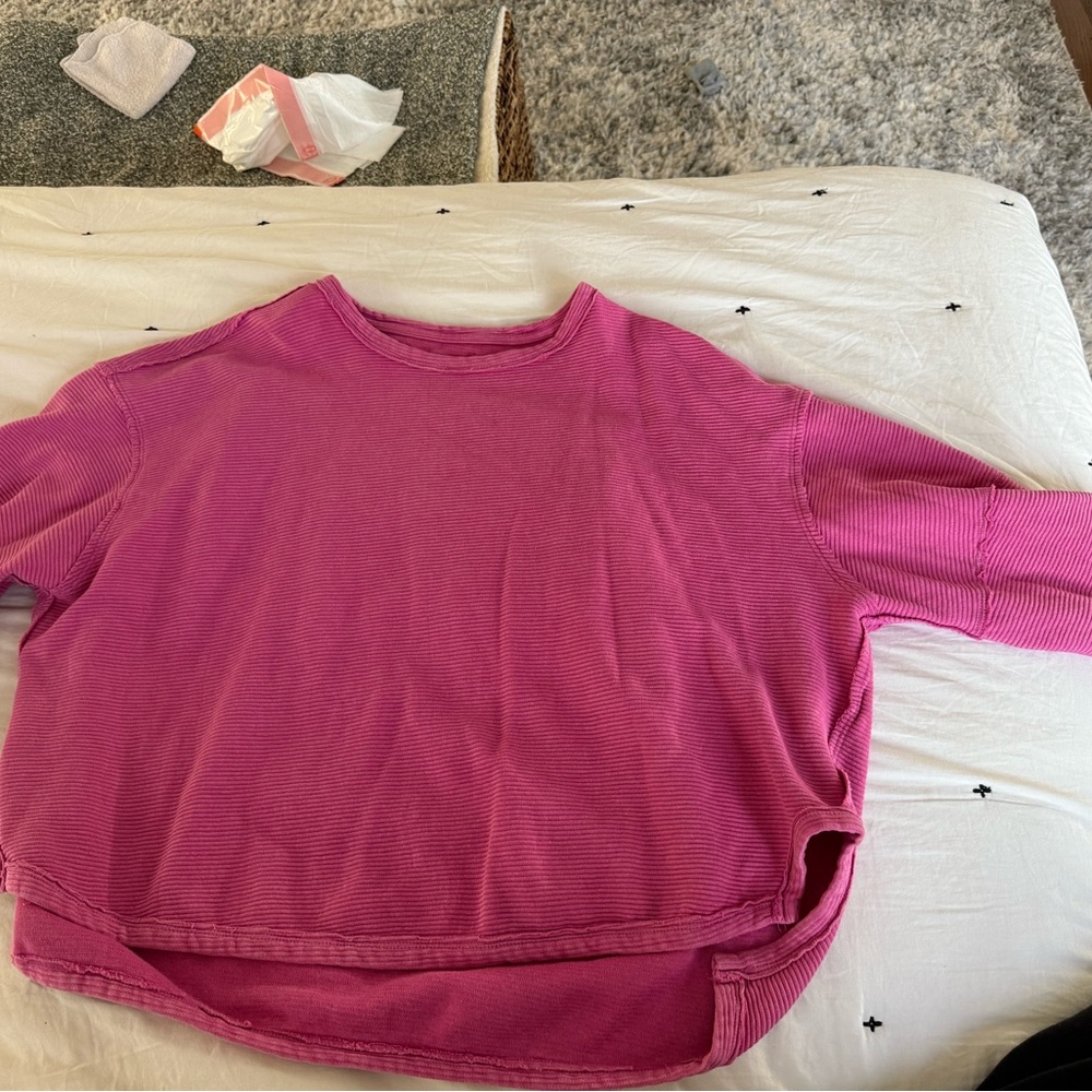 Free People Pink Long Sleeve Tee